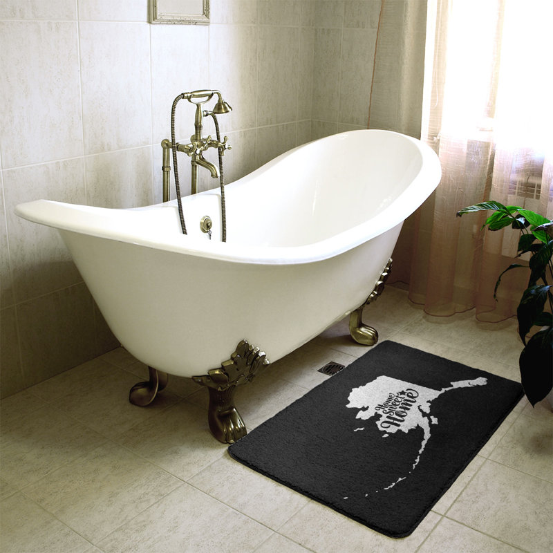 Tapis pour salle de bain en microfibre antidérapant antidérapant Home Sweet, L 21 po x L 34 po, Noir, Fairbanks