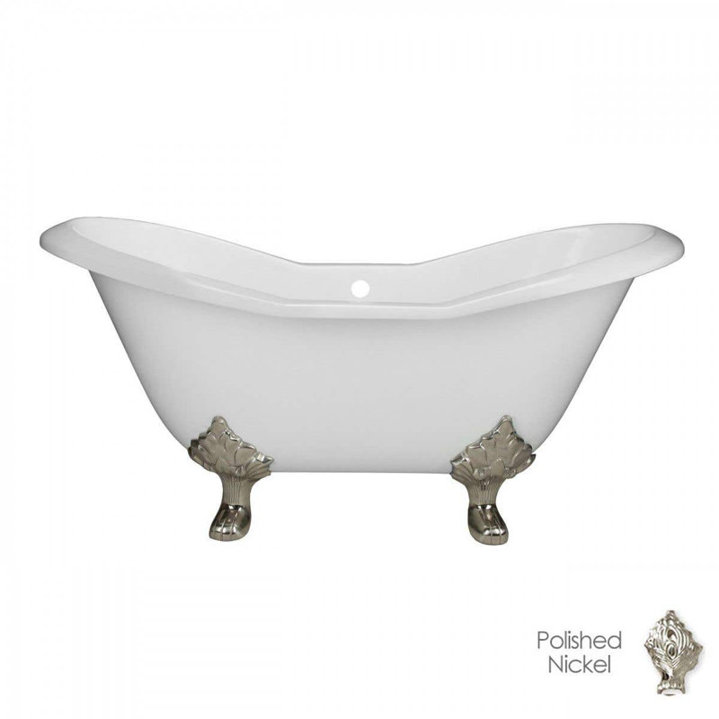 Grace 61 " L x 30 " W Freestanding and Mounting / Installation Required Soaking Cast Iron Bathtub, Polished Nickel