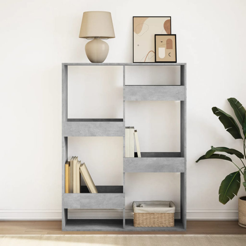 Bryton 115cm H x 100cm W Book Cabinet Bookcase, (6 Shelves) 135cm H x 100cm W x 33cm D, Grey Sonoma