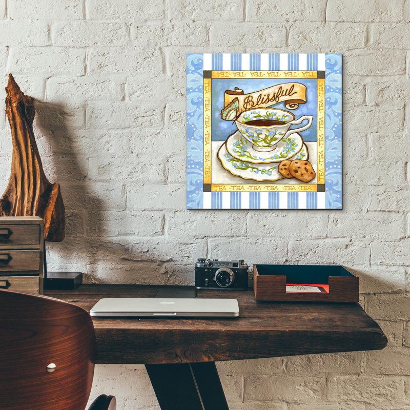 «Tea Blissful Blue Teacup» par Cathy Horvath-Buchanan, art mural en verre acrylique, H 12 po x l 12 po x P 0,13 po