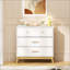 Armoire de rangement à 3 tiroirs de style nordique, commode blanche moderne avec poignées en or rose et base en bois massif, parfaite pour les petits espaces