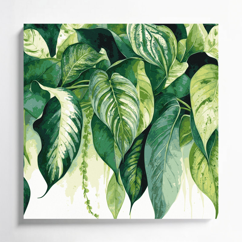 Botanique, art mural beige sur toile de Dieffenbachia, H 12 po x l 12 po