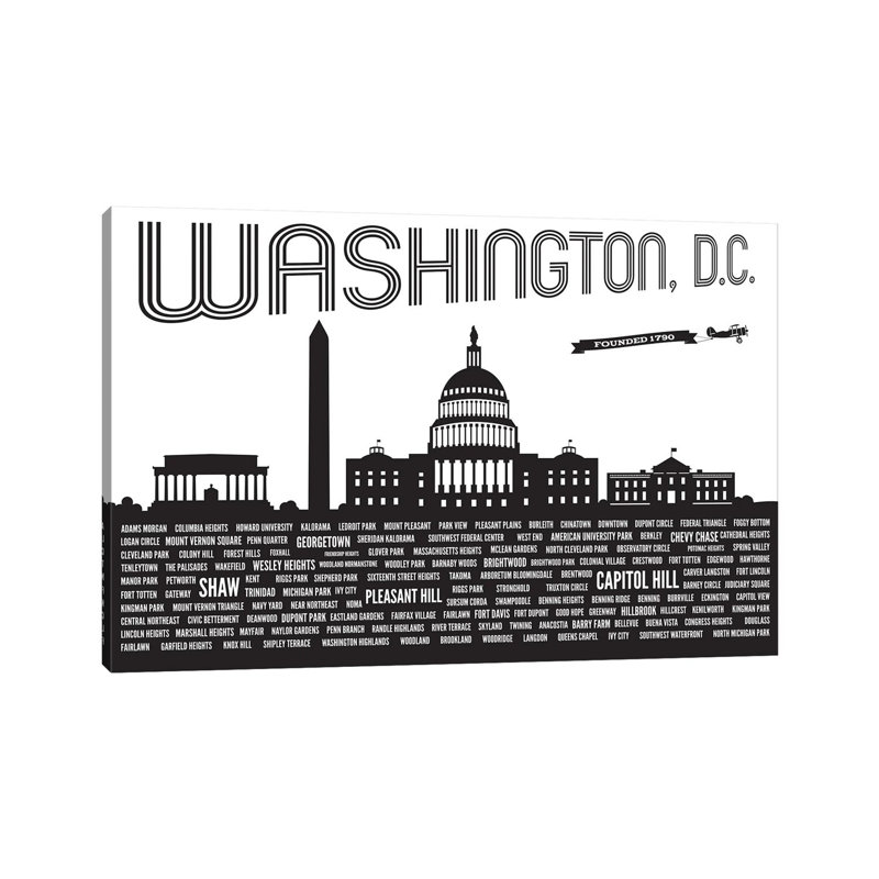 Washington DC Neighborhoods by Benton Park Prints - Print on Canvas, Wrapped Canvas, 20.32 cm H x 30.48 cm W