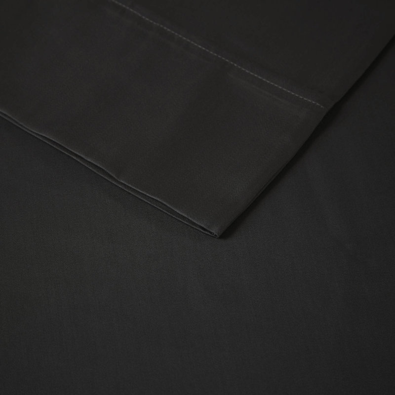Ensemble de draps en mélange de coton 1500 fils 1500 fils, Ensemble de draps pour très grand lit avec 2 taie, Noir