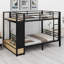 Lit superposé en métal pour les adolescents avec tablettes de rangement, tiroirs et panneau perforé-149309284