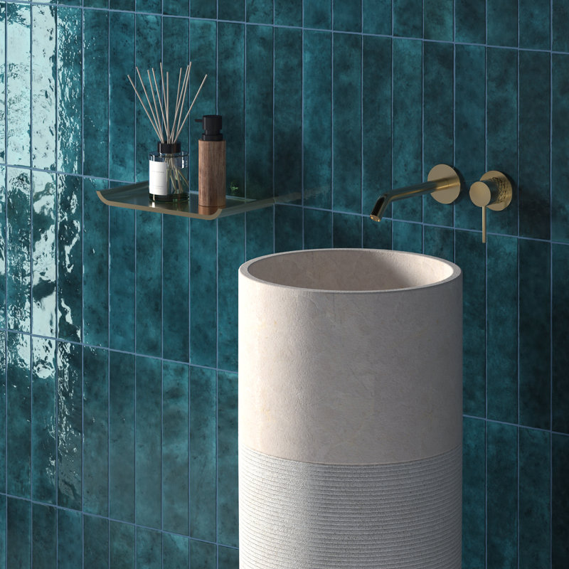 Menorca 2-1/2 In. X 12-7/8 In. Ceramic Wall Tile, Blue