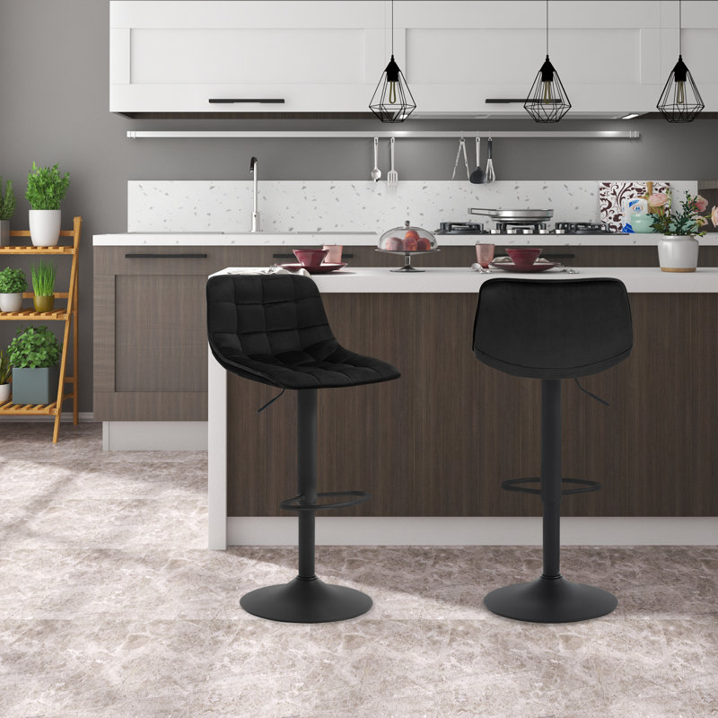 Peake Upholstered Adjustable Height Counter Stool, Black