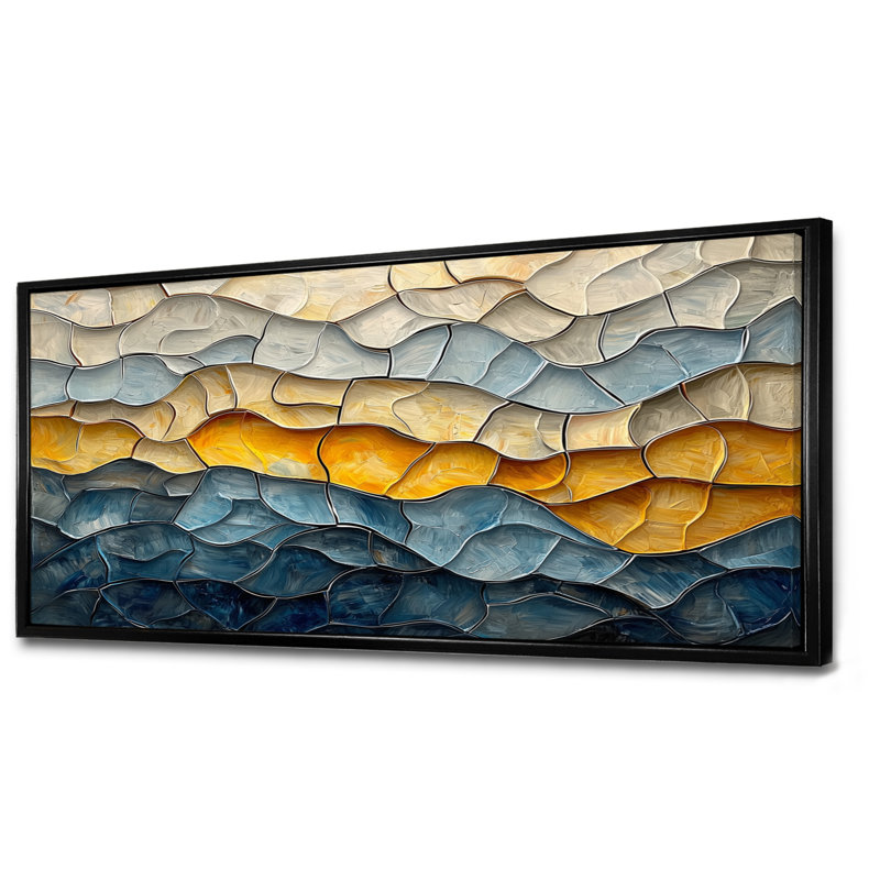«Waves», art mural pour le salon fauvisme, H 28 po x l 60 po, Impression encadrée flottante, Noir