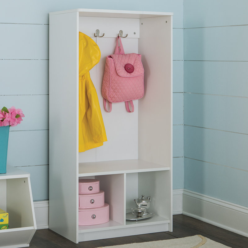 White Kid's Storage Organizer with Hooks and Cubes