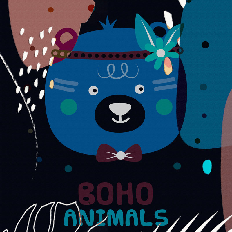 " Boho Animals ", 12" H x 12" W x 1.5" D