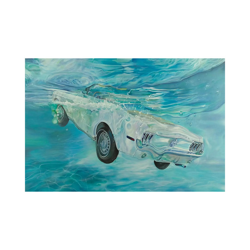 White Mustang by Marcello Petisci - Print on Canvas, Wrapped Canvas, 20.32 cm H x 30.48 cm W