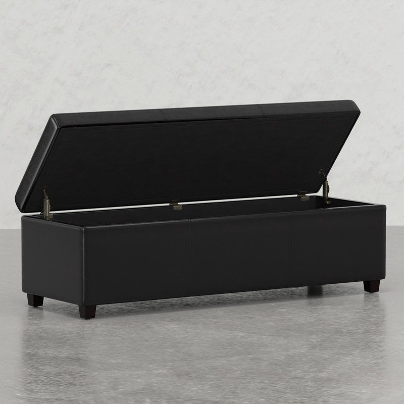 Très grand banc repose-pieds avec rangement, Black