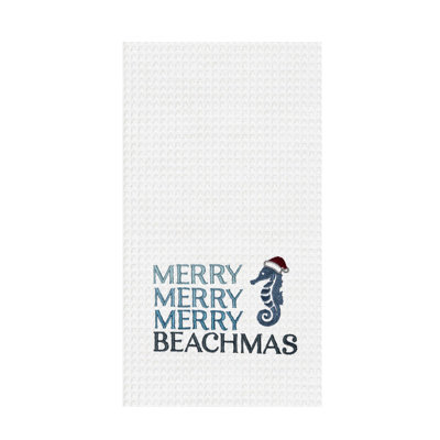 Merry Merry Beachmas Seahorse with Santa Hat Towel