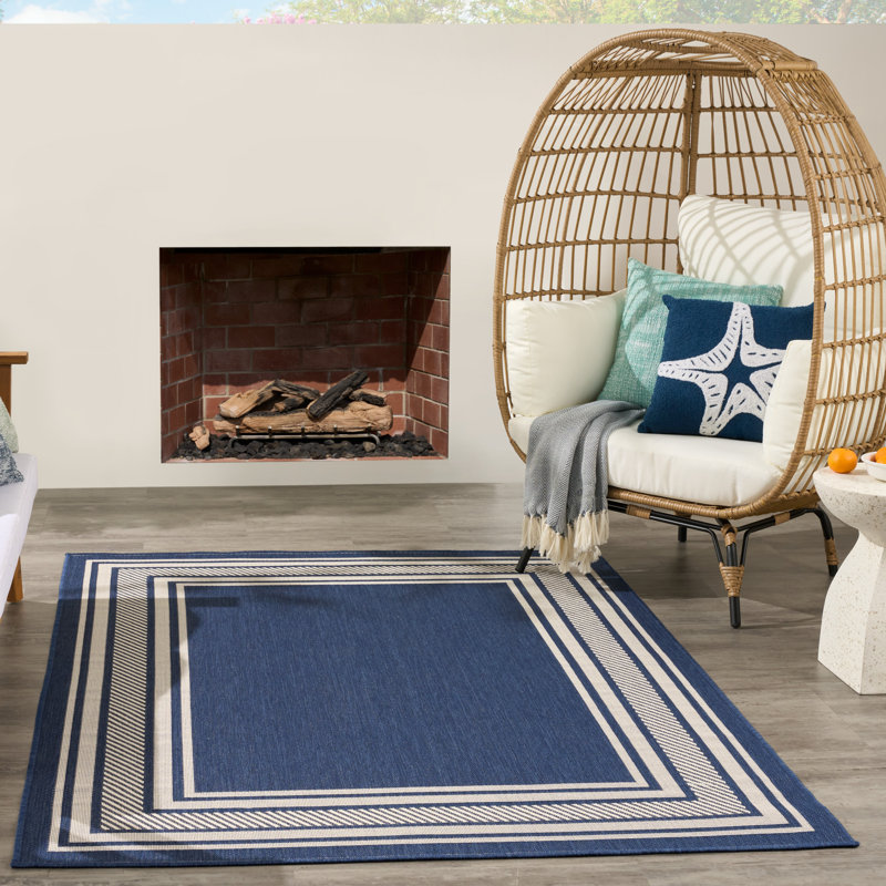 Horizon Indoor/Outdoor Modern Rug, Rectangle 5' x 7', Navy