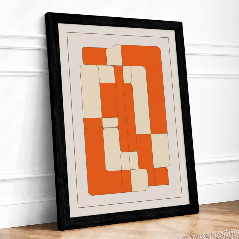Burnt Orange Tessellation Geometric - Print, A2 - 59.4 x 42.0 cm, Black