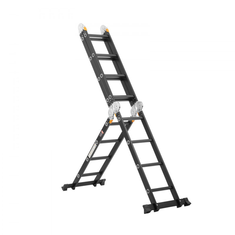 Échelle pliante multi-usages 7-en-1 à 4 marches pour travailler, 15,5 pi, Noir