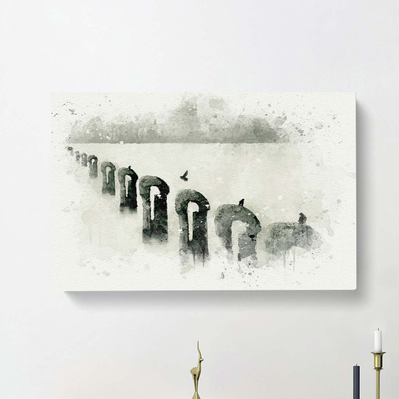 Perched Pigeons In Abstract - Wrapped Canvas Print, 40cm H x 60cm W x 3cm D