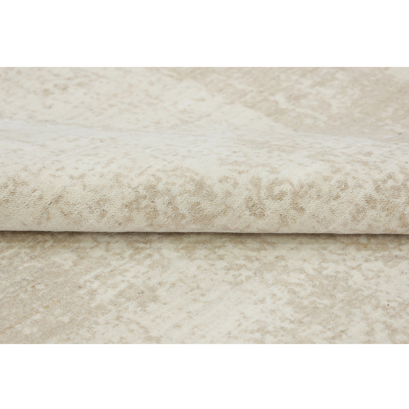 Handmade Wool Area Rug, Ivory And Beige, Rectangle 9' x 12'