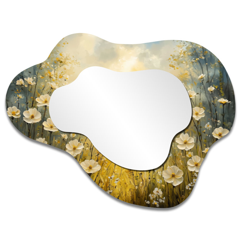 Miroir décoratif asymétrique moderne, imprimé sur métal, 27 po x 35 po