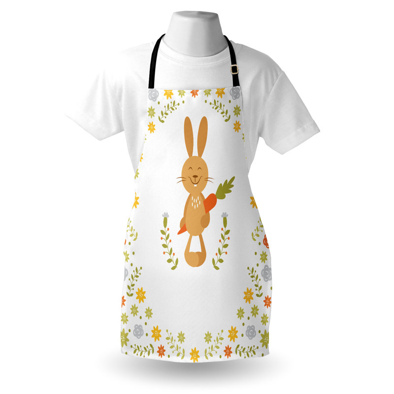 Multicolore East Urban Home, tablier amusant unisexe, lapin souriant, taille adulte