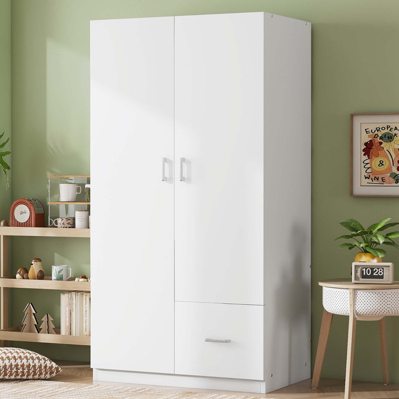 Armoire avec penderie et tiroir Bac Bacie, Blanc