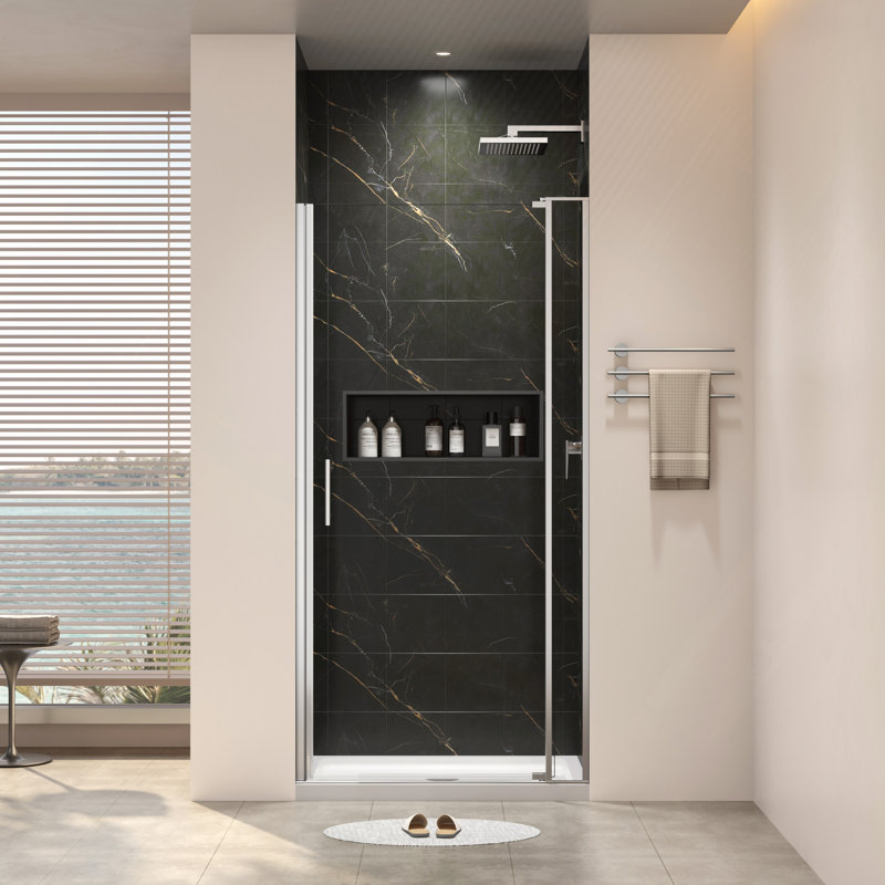 72"H Left And Right Opening Universal Shower Door, Open Outside, With 1/4" And 5/16" Tempered Glass, Brushed Nickel