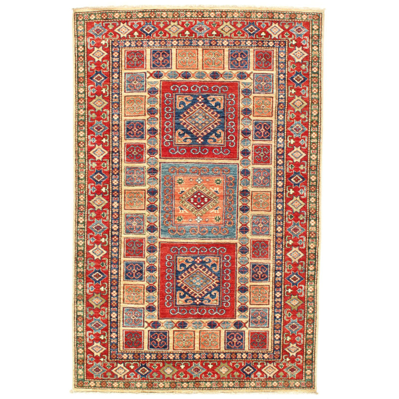 Canvello Multi Color Pak Super Kazak Lamb's Wool Rug 4' X 6'