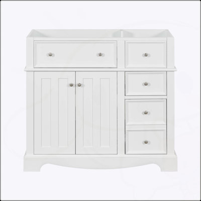 Meuble-lavabo sur pied 36 po avec 3 tiroirs et tablette réglable, armoire de rangement autoportante pour salle de bain moderne