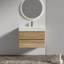 Meuble-lavabo en chêne brut 30 avec lavabo à surface solide en bois d'ingénierie blanc et tiroirs souples, salle de bain murale flottante-134281420-134281421-134281422