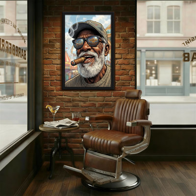 Fashion Elderly Man Smoking Cigar With Sunglasses