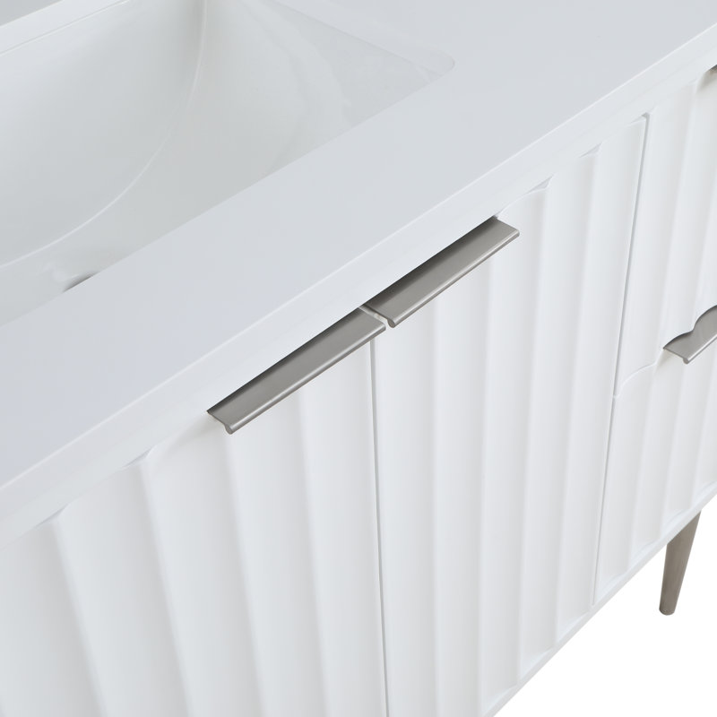 Mihai 48'' Single Bathroom Vanity with Engineered Stone Top, Chrome