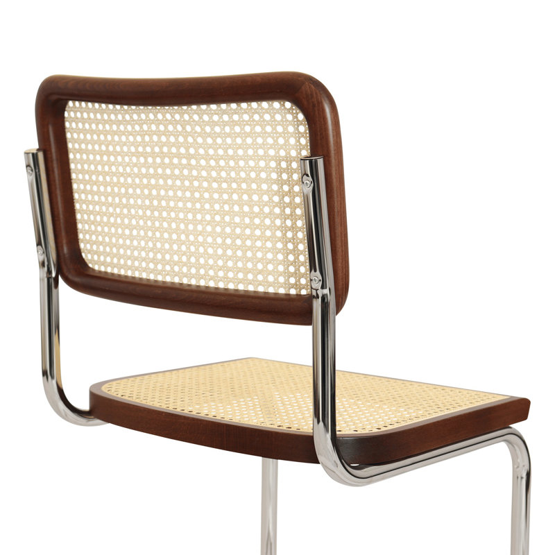 Walnut and Natural Cane Chrome Side Chair