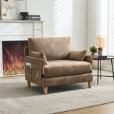 Space-Saving 3-in-1 Convertible Light Brown Sofa Bed Recliner, Mid-Century Modern Design for Small Spaces, Multi-Functional Furniture with Removable Storage Pockets