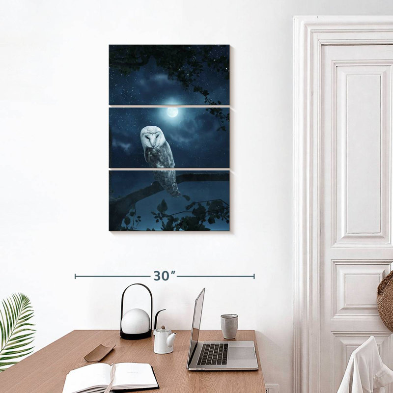 Brampt Owl In Moonlight, 32" H x 20" W
