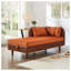 Chaise longue de rangement en velours 65 po avec structure en bois massif, polyuréthane brun et revêtement en velours orange