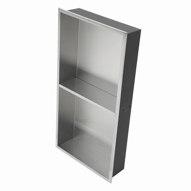 Niche de douche double tablette en acier inoxydable, H 3,94 po x l 13 po x P 25 po, Nickel brossé