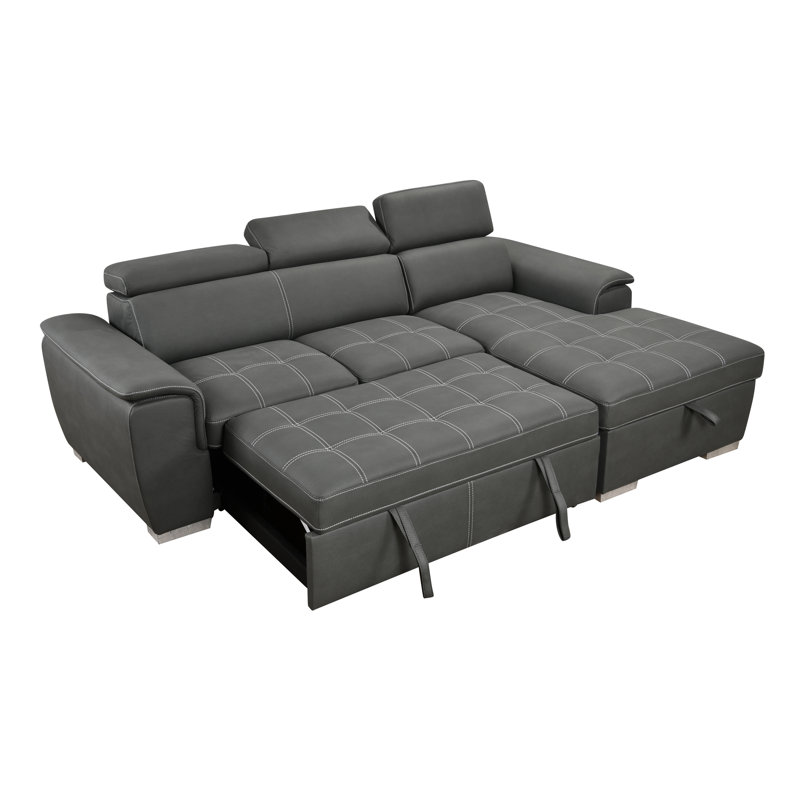 Canapé-lit modulaire en L de 96,5 po Noorjahan, Polyester gris