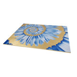 Blue Floral Spiral Gold Laquer Rectangular Placemat