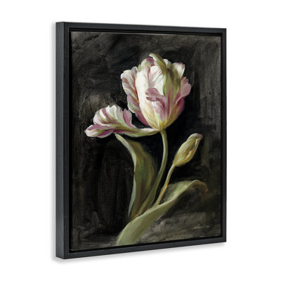  Tulipe sur toile flottante noire, art mural par Danhui Nai