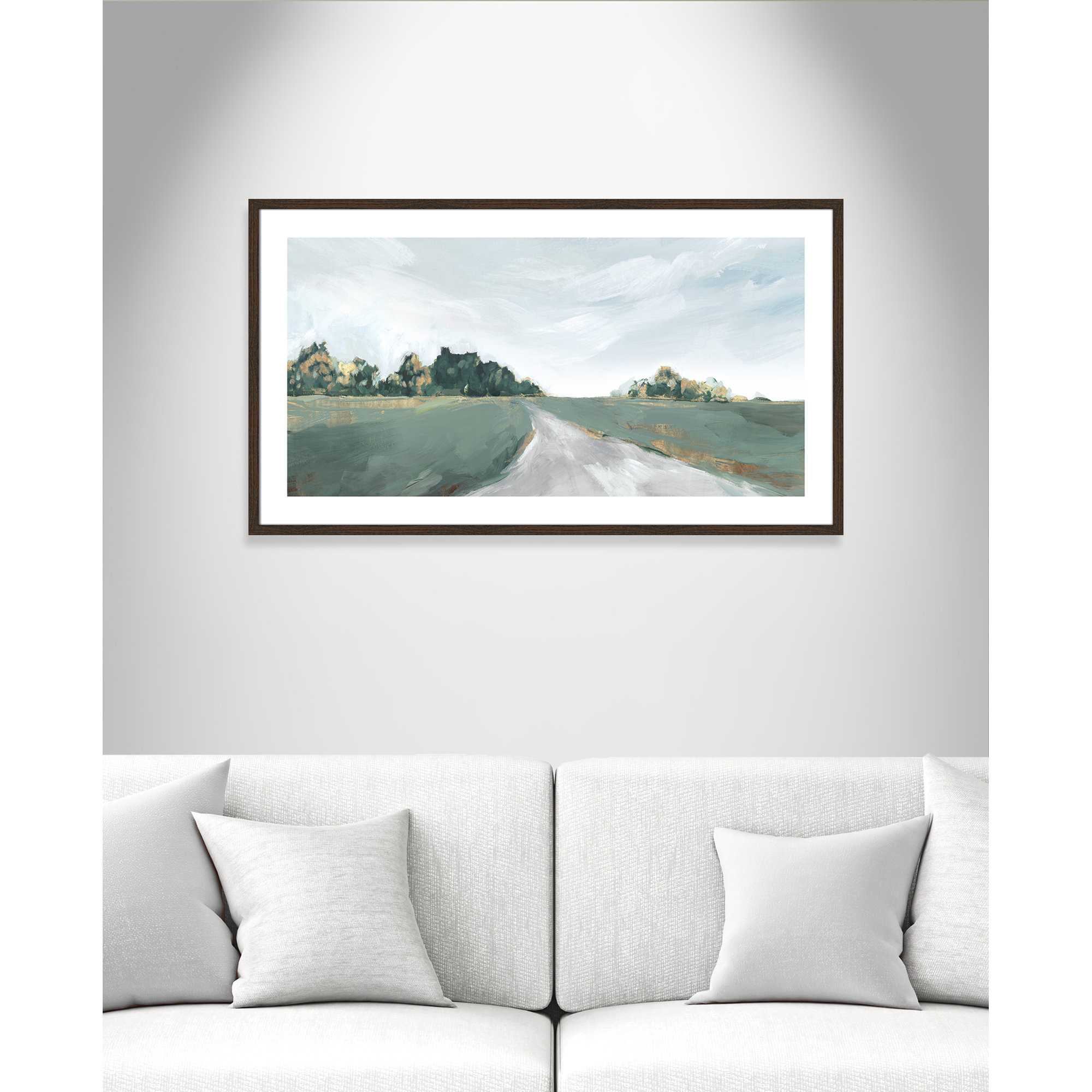Field of Dreams by Isabelle Z - Painting Print, Picture Framed Paper, 23.5" H x 41.5" W, Walnut Wood