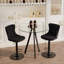 Ensemble de hauteur de bar, table de salle à manger ronde en verre trempé et chaises de salle à manger réglables en velours.-768655697-768655699