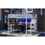 Grand lit mezzanine en métal avec garde-robe et lumière DEL, grand lit mezzanine avec bureau en forme de L et port USB