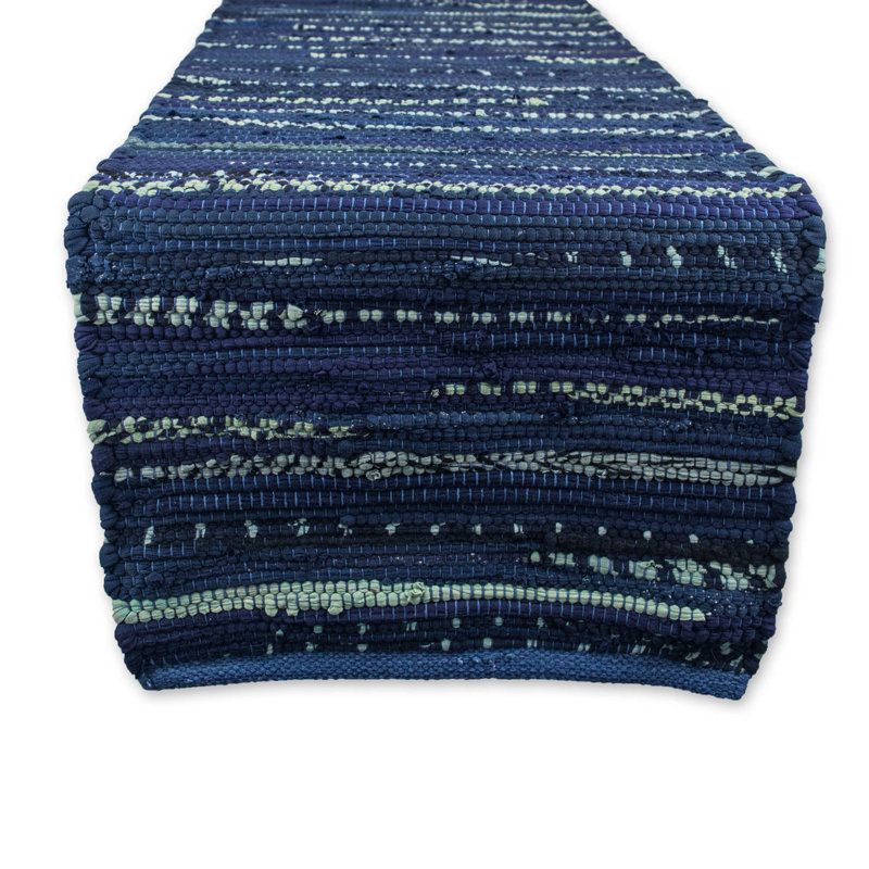 Aelia Striped 100% Cotton Table Runner, Nautical Blue
