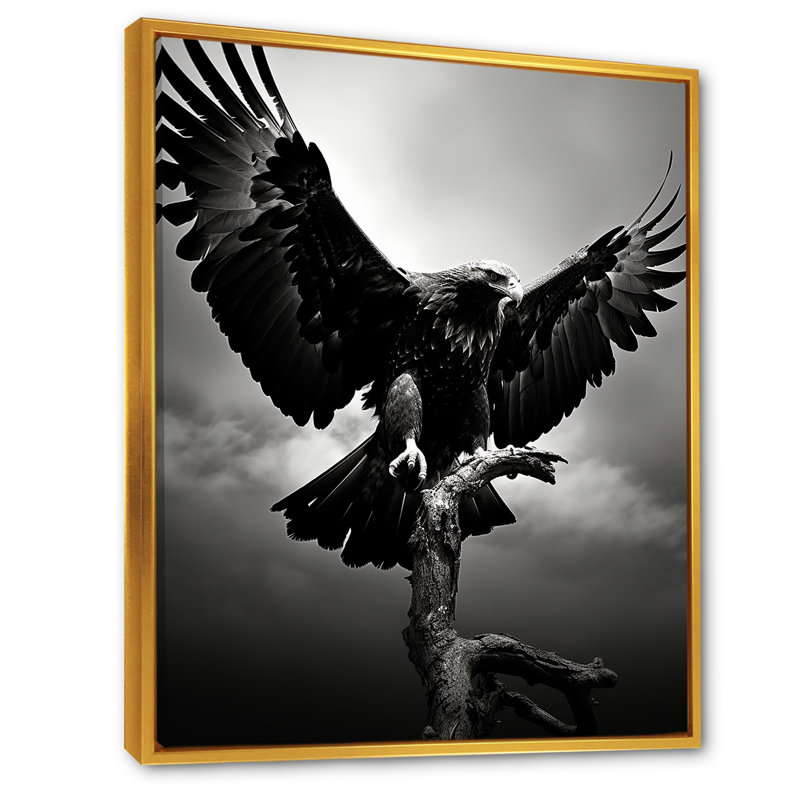 «Powerful Bold Eagle» - Imprimé, H 20 po x l 12 po x P 1 po, Cadre flottant doré