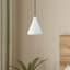 Mini-luminaire suspendu conique blanc 1 lumière avec détails en nickel brossé et abat-jour en aluminium blanc avec intérieur doré-662799155-617319599