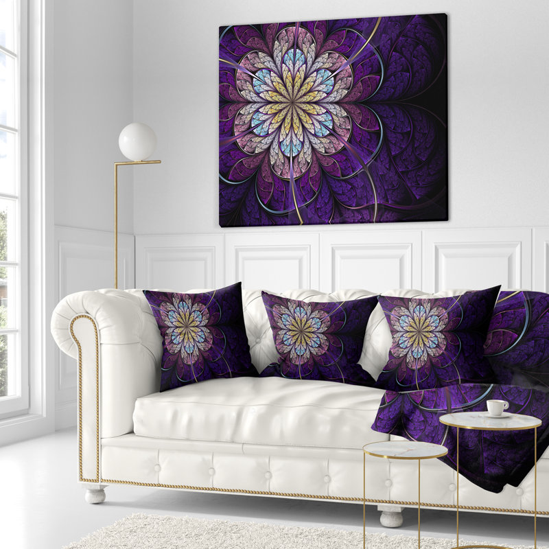 Grand coussin floral fractal, 18 po x 18 po, Coussin décoratif