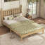 Structure de lit double en bois massif avec tête de lit en forme de gourde, style rétro, support de lattes en bois, naturel-1643671226