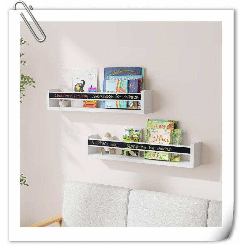 Graviel 2 Piece Pine Wood Floating Shelf, 4.5" H x 24" W x 4.7" D, Black/White