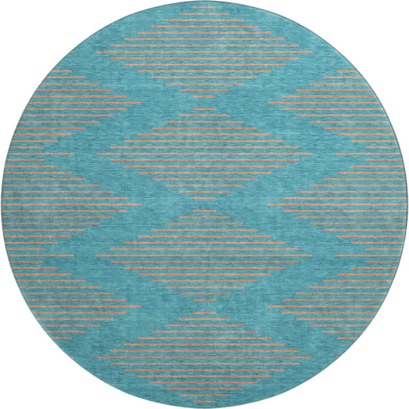 Premium Machine Washable Jahnke AMF1017 Geometric Rug, Round 8'
