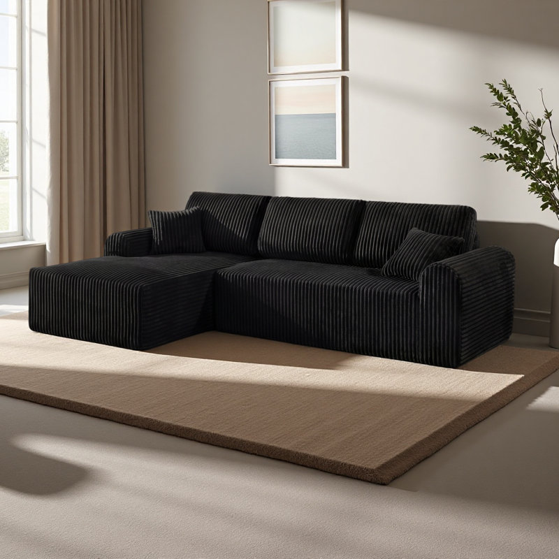Canapé modulaire 109 po avec méridienne en L 109 po, canapé modulaire Cloud, Noir